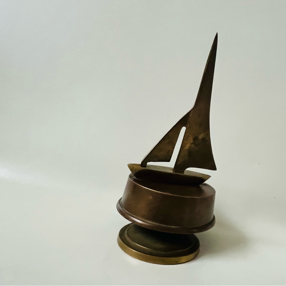 Vintage Brass Sailboat Sculpture - Picture 1 of 12